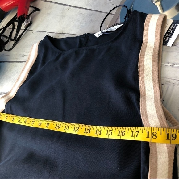 Zara Basic Z1975 Denim Tenzel Short Sleeve Navy Blue Top Join For Life Colab - Picture 5 of 5